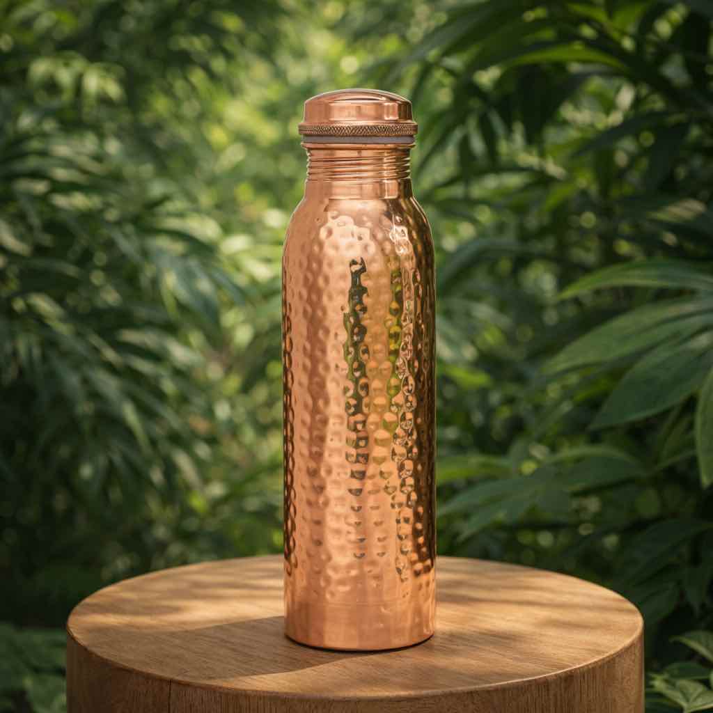 Koperen waterfles gehamerd